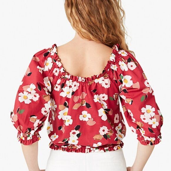 NWT kate spade Botanical garden aperitif top, Red and White - Picture 2 of 15